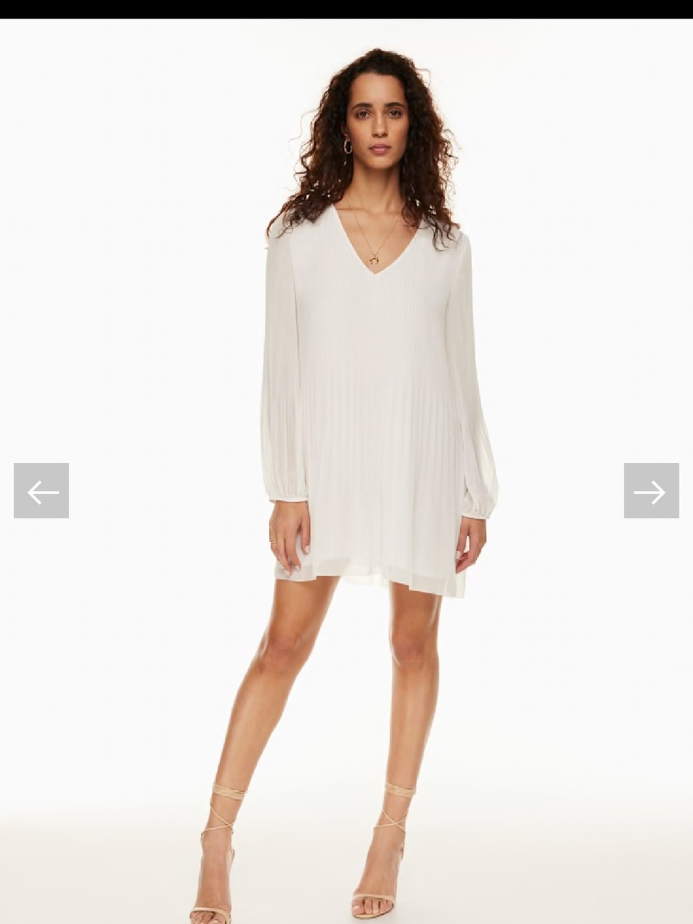 Wilfred Cream V-Neck Pleated Long-Sleeve Mini Dress